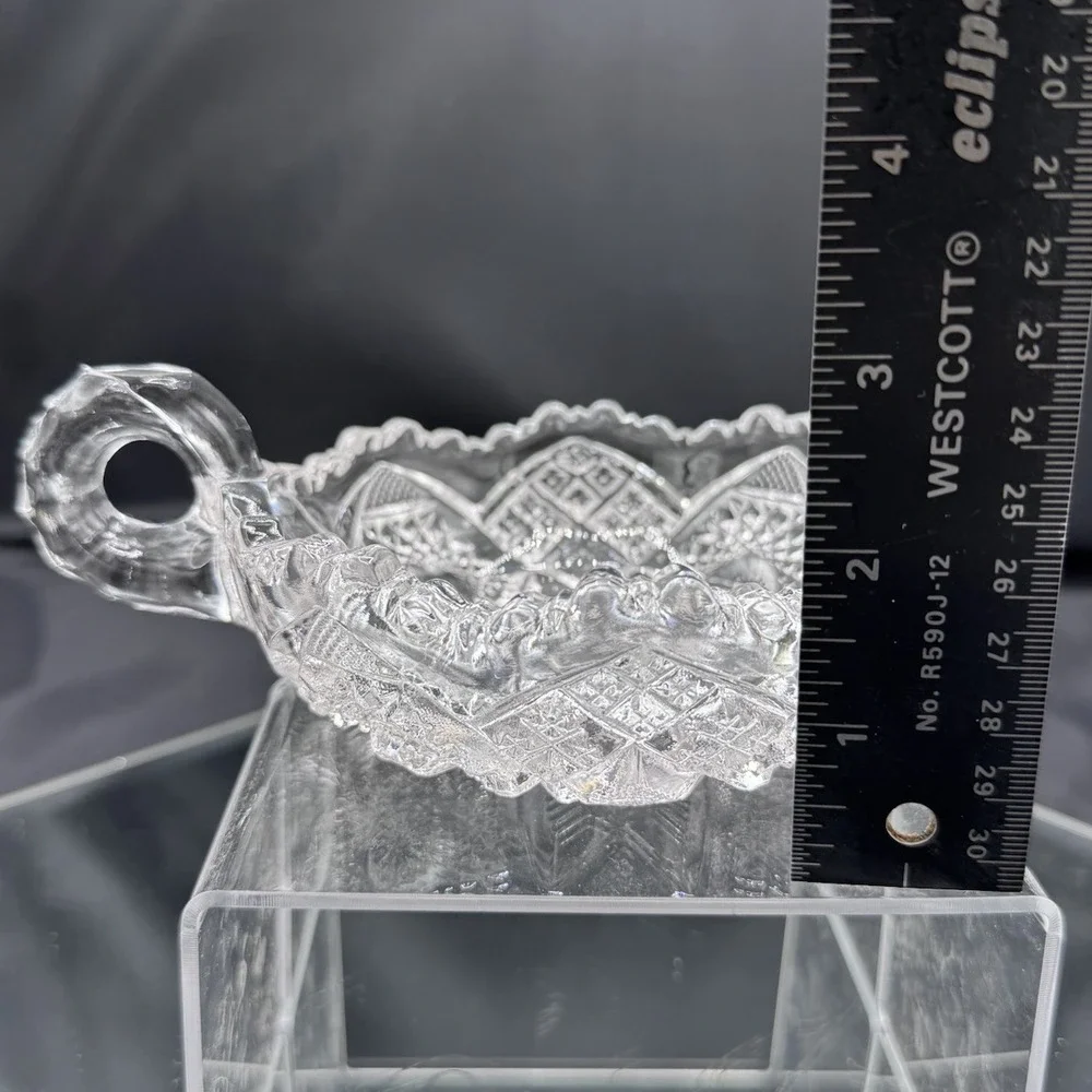 Imperial Glass Brilliant Cut Crystal Bowl With‎ Handle Nappy Bowl Vintage